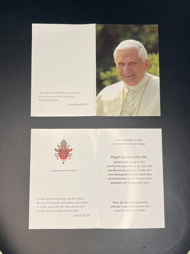 Sterbebild papst benedikt - em.,