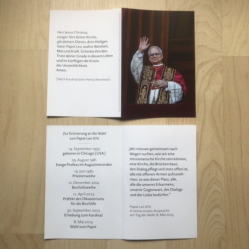 Papst leo xiv gebetszettel - xiv., /