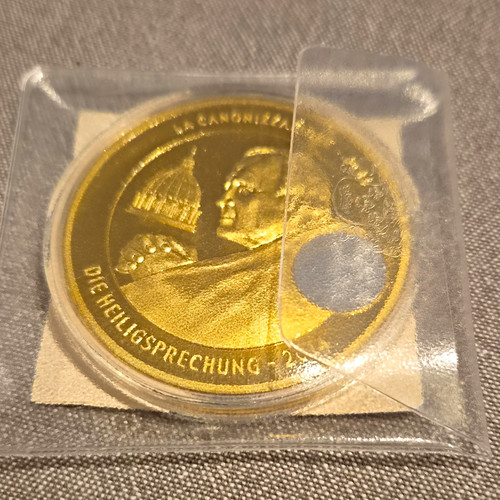 Vergoldete medaille münze - vergoldete, medaille/münze