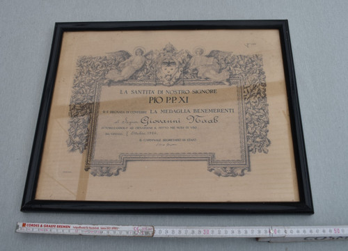 Benemerenti urkunde von - urkunde, 1926